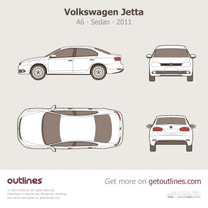 2011 Volkswagen Jetta A6 Top View Sedan blueprint