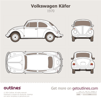 1970 Volkswagen Kafer Top View Sedan blueprint