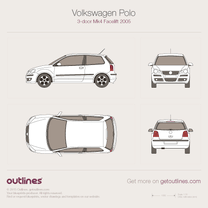 2005 Volkswagen Polo 9N 3-door Facelift Hatchback blueprint