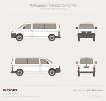 2009 Volkswagen Transporter Kombi T5 LWB Low Roof Facelift Minivan blueprint