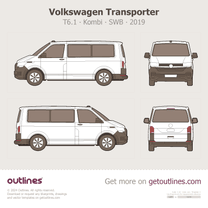 2019 Volkswagen Transporter T6.1 Kombi SWB Wagon blueprint