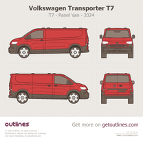 2024 Volkswagen Transporter T7 Panel Van (Red) Van blueprint