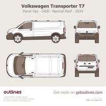 2024 Volkswagen Transporter T7 Panel Van ∙ SWB ∙ Normal Roof  ∙ Top View Van blueprint