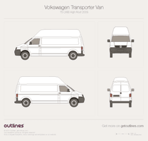 2003 Volkswagen Transporter Van T5 LWB High Roof Minivan blueprint
