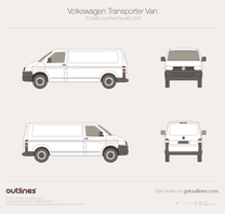 2009 Volkswagen Transporter Van T5 LWB Low Roof Facelift Minivan blueprint