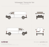 2003 Volkswagen Transporter Van T5 SWB Low Roof Minivan blueprint