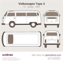1967 Volkswagen Type 2 T2 Kombi T2a ∙ Top View Microvan blueprint