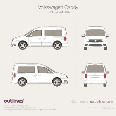 2015 Volkswagen Caddy Kombi Typ 2K Wagon blueprints and drawings