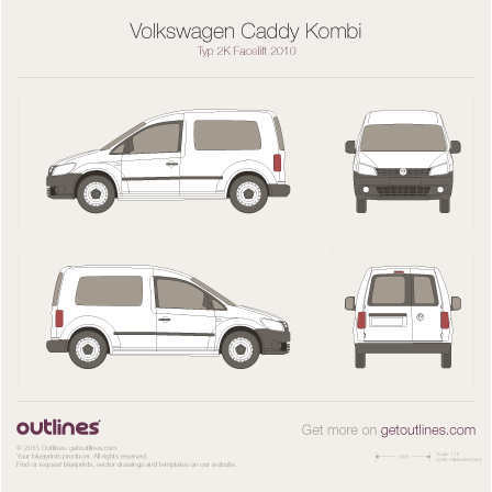 2010 Volkswagen Caddy Kombi Typ 2K Wagon blueprints and drawings
