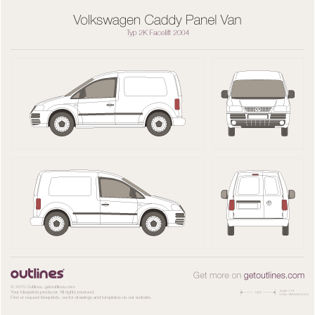 2004 Volkswagen Caddy Panel Van Typ 2K Van blueprints and drawings