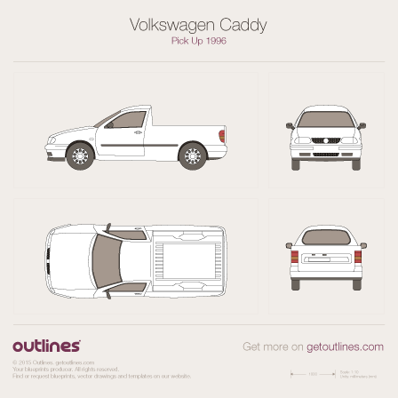 1997 Volkswagen Caddy Pick Up Pickup Truck blueprints and drawings