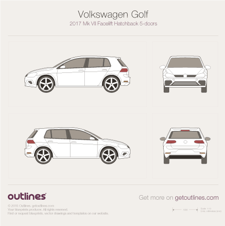2017 Volkswagen Golf Mk7 Hatchback blueprints and drawings