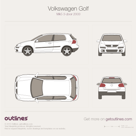 2003 Volkswagen Golf Mk5 Hatchback blueprints and drawings