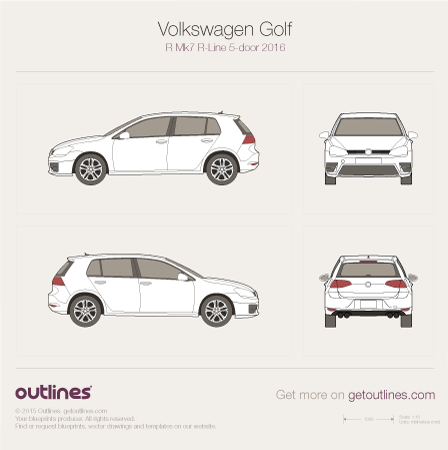 2016 Volkswagen Golf R Mk7 Hatchback blueprints and drawings