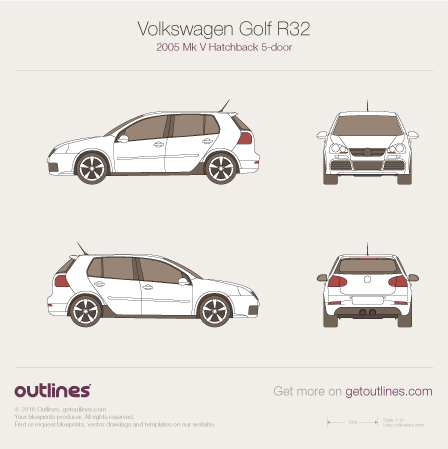 2005 Volkswagen Golf R32 Mk V Hatchback blueprints and drawings