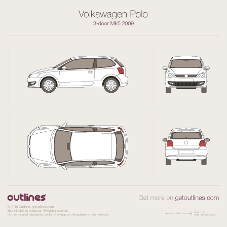 2009 Volkswagen Polo Hatchback blueprints and drawings