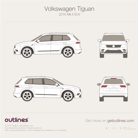 2017 Volkswagen Tiguan II SUV blueprint