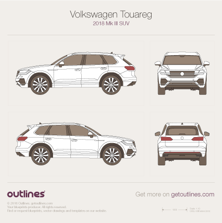 2018 Volkswagen Touareg Mk III SUV blueprints and drawings