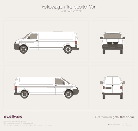 2003 Volkswagen Transporter Van T5 Minivan blueprints and drawings