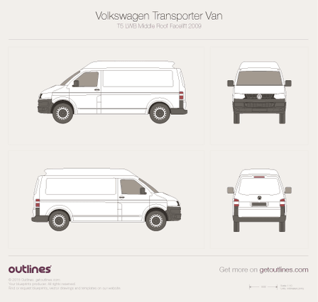 2009 Volkswagen Transporter Van T5 Minivan blueprints and drawings