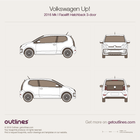 2016 Volkswagen Up! Hatchback blueprints and drawings