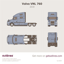 2018 Volvo VNL760 Smoky Mountain ∙ Top View Heavy Truck blueprint