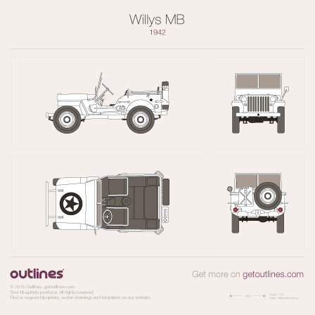 1942 Jeep Willys Pickup Truck blueprints and drawings