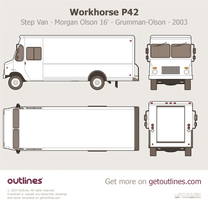 2003 Workhorse P42 Step Van ∙ Morgan Olson 16' ∙ P4500 ∙ Grumman-Olson ∙ Top View Van blueprint